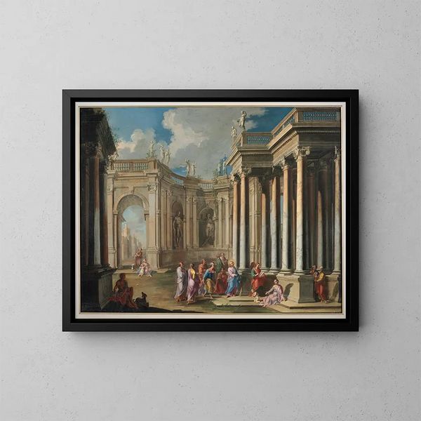 Christ au Temple - Giovanni Ghisolfi — inramlat konstverk på väggen