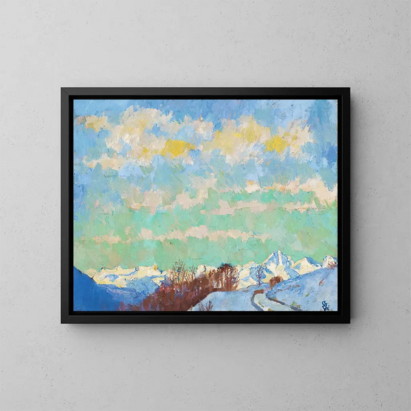 Vue de Stampa vers l'Italie - Giovanni Giacometti — inramlat konstverk på väggen
