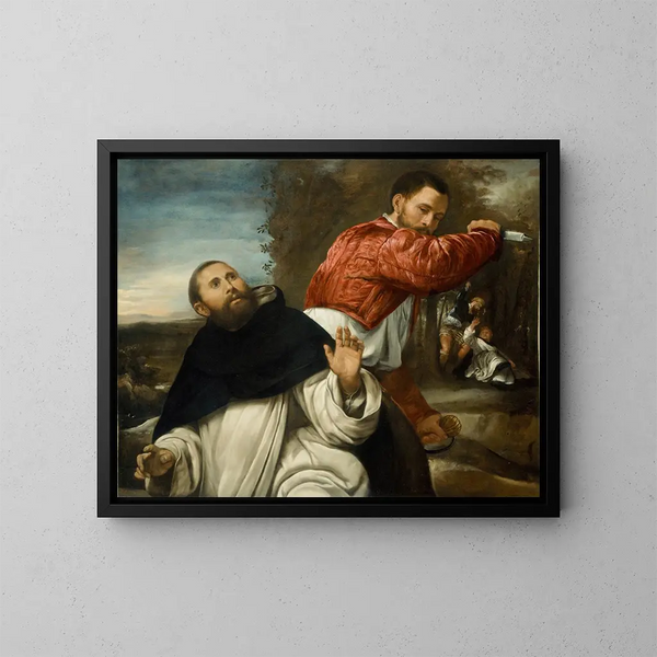 La Mort de saint Pierre Martyr - Giovanni Girolamo Savoldo — inramlat konstverk på väggen