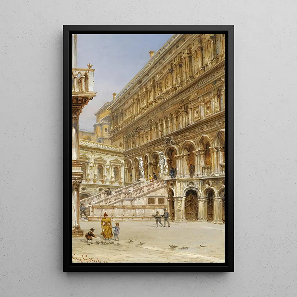 L'escalier des Géants dans la cour du Palais des Doges - Giovanni Grubacs — inramlat konstverk på väggen