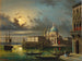 La Punta della Dogana och Santa Maria della Salute i Venedig i månsken - Giovanni Grubacs — vy av konstverket