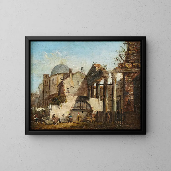 Le Forum Romain - Giovanni Migliara — inramlat konstverk på väggen