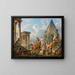 En fantasibild med helige Paul som predikar för romarna med Vesta-templet och Cestius-pyramiden - Giovanni Paolo Panini — inramlat konstverk på väggen
