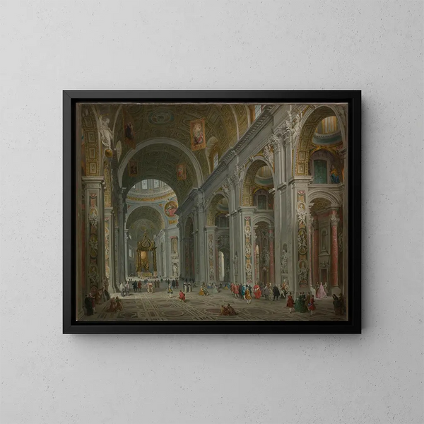 interiör av Sankt Peter i Rom - Giovanni Paolo Panini — inramlat konstverk på väggen