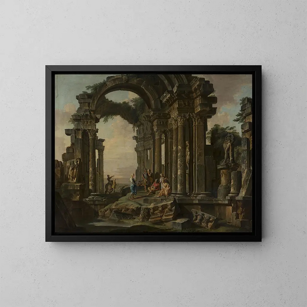 Ruins romaines - Giovanni Paolo Panini — inramlat konstverk på väggen