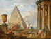 Ruiner med en kvinna som predikar - Giovanni Paolo Panini — vy av konstverket