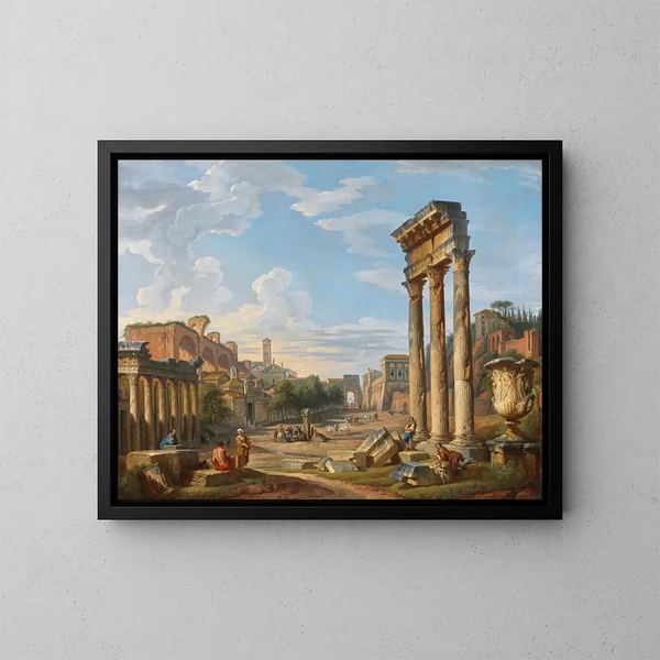 Le Forum romain - Giovanni Paolo Panini — inramlat konstverk på väggen