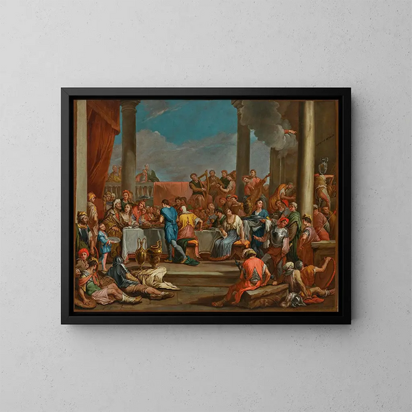 Le Festin de Balthazar - Giulio Carpioni — inramlat konstverk på väggen