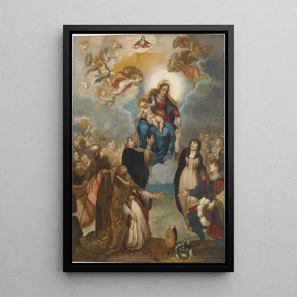 Remise du rosaire - Giulio Cesare Angeli — inramlat konstverk på väggen
