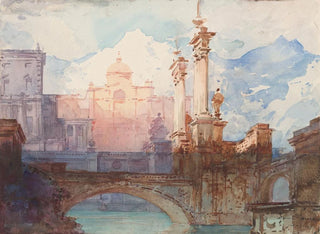 Giulio Ferrari - A Bridge Over Water Against a Palace Background.webp