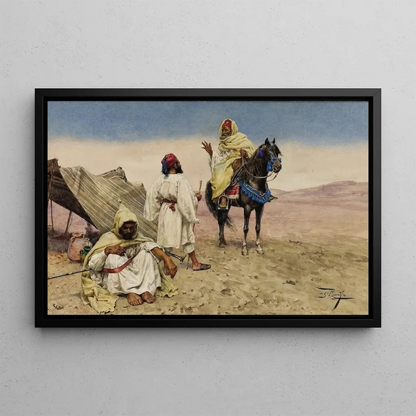 Nomades du désert - Giulio Rosati — inramlat konstverk på väggen