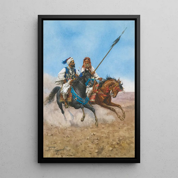 Les cavaliers arabes - Giulio Rosati — inramlat konstverk på väggen
