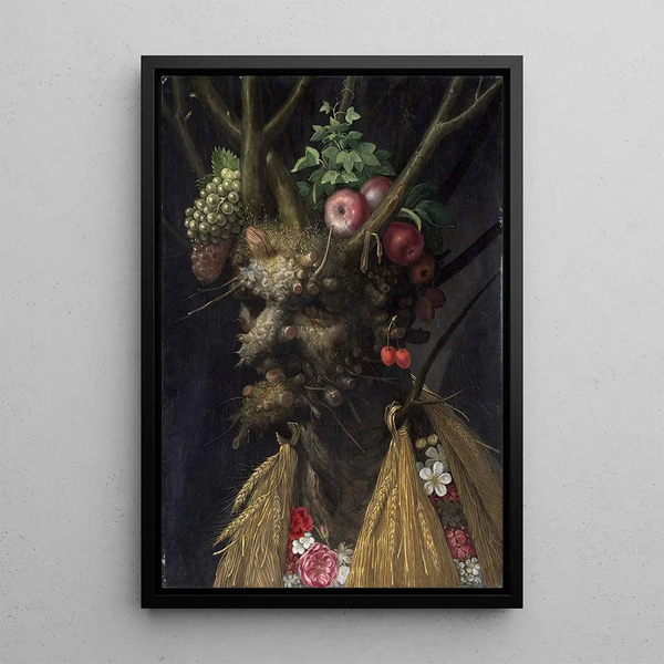 De fyra årstiderna i ett huvud - Giuseppe Arcimboldo — inramlat konstverk på väggen