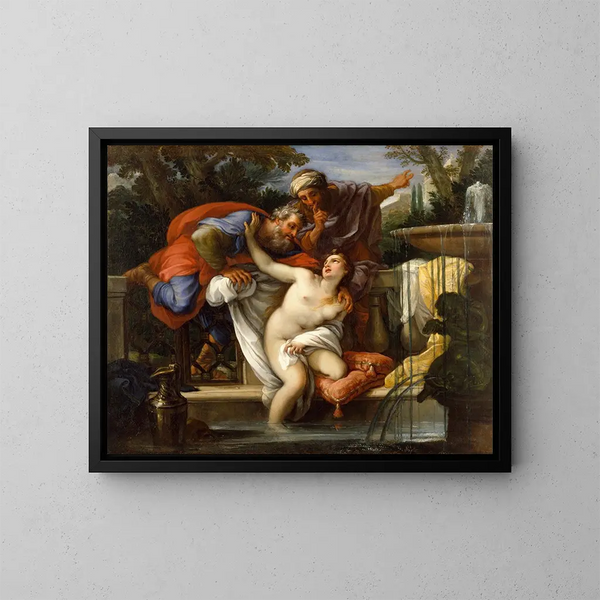 Suzanne et les vieillards - Giuseppe Bartolomeo Chiari — inramlat konstverk på väggen