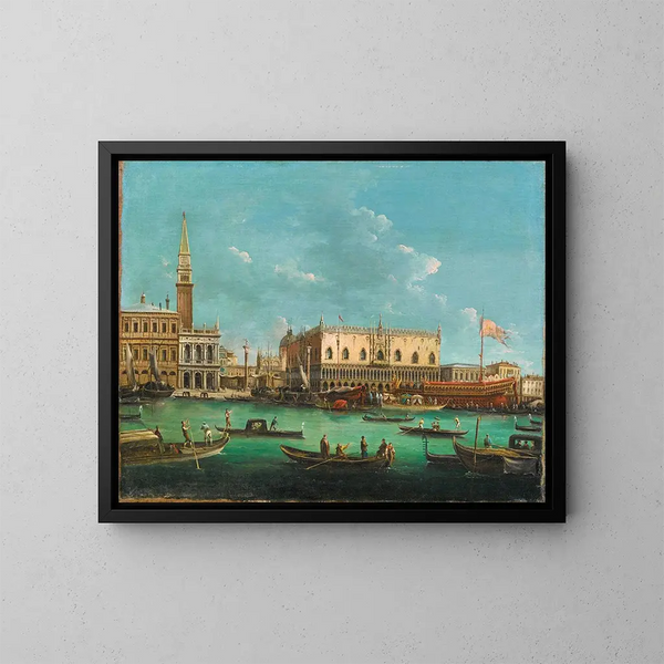 Le Bucintoro au Molo de Venise le jour de l'Ascension - Giuseppe Bernardino Bison — inramlat konstverk på väggen