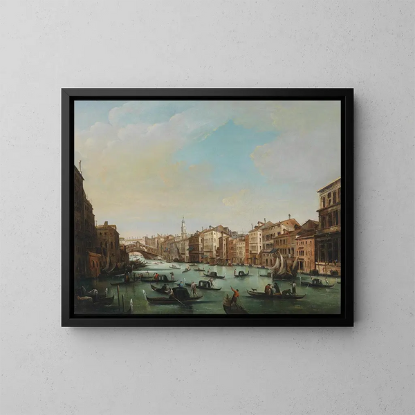 Venise, den stora kanalen med Rialto-bron - Giuseppe Bernardino Bison — inramlat konstverk på väggen