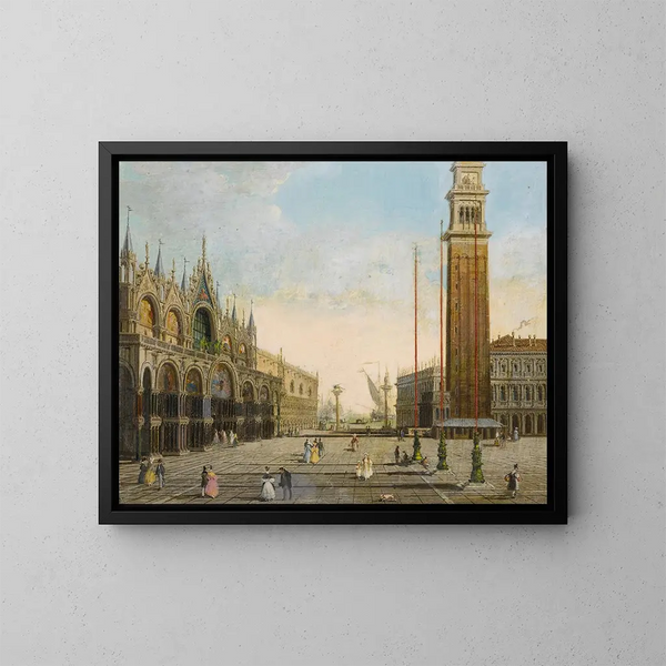 Vue de la place Saint-Marc avec la Piazzetta et San Giorgio Maggiore en arrière-plan - Giuseppe Bernardino Bison — inramlat konstverk på väggen