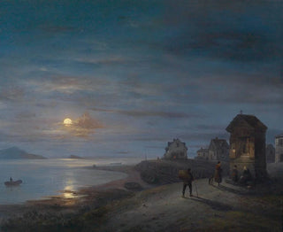 Giuseppe Canella - Kstenlandschaft bei aufgehendem Mond.webp