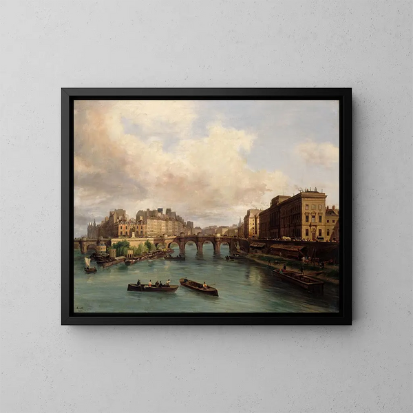 L'île de la Cité och Quai Conti sett från konstnärsbron - Giuseppe Canella — inramlat konstverk på väggen