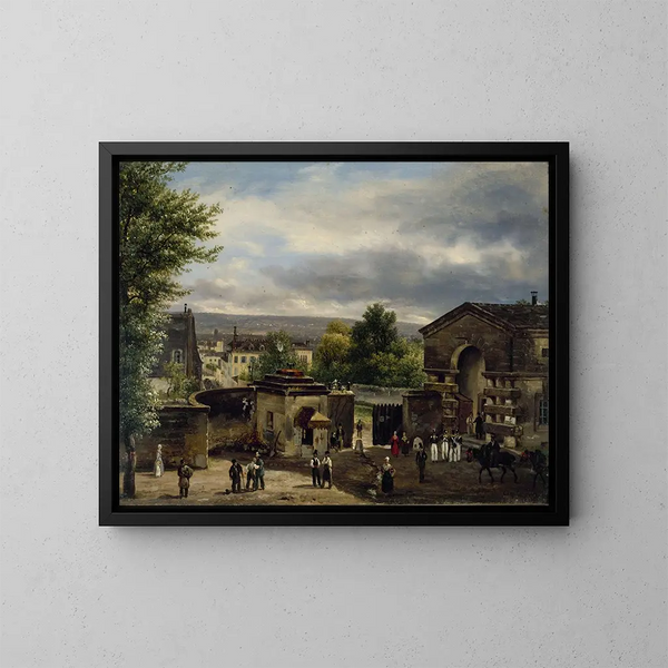 La barrière de la rue Royale à Montmartre - Giuseppe Canella — inramlat konstverk på väggen