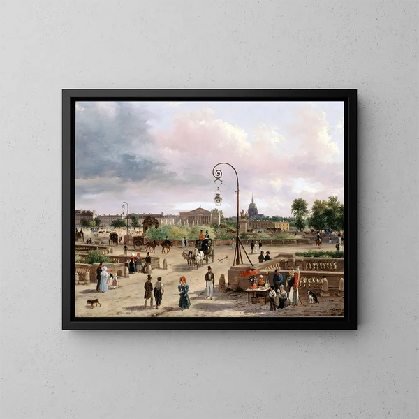 La place Louis XVI, place de la Concorde 1829 - Giuseppe Canella — inramlat konstverk på väggen