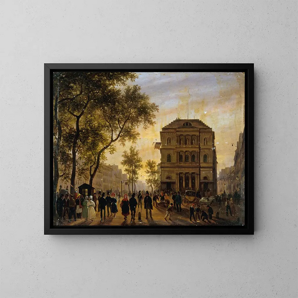 Le Théâtre de l'Ambigu-Comique et le boulevard Saint-Martin - Giuseppe Canella — inramlat konstverk på väggen