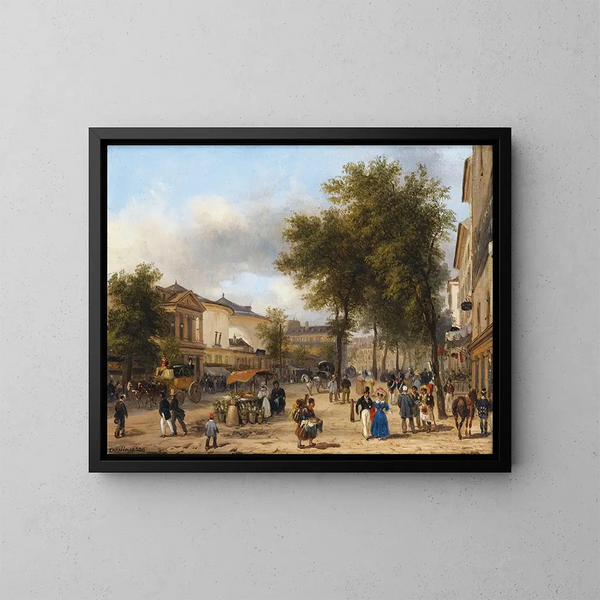Paris, vy av Théâtre des Variétés på Boulevard Montmartre - Giuseppe Canella — inramlat konstverk på väggen