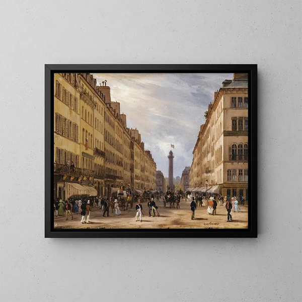 Paris, rue de la Paix, la place Vendôme, arrière-plan - Giuseppe Canella — inramlat konstverk på väggen
