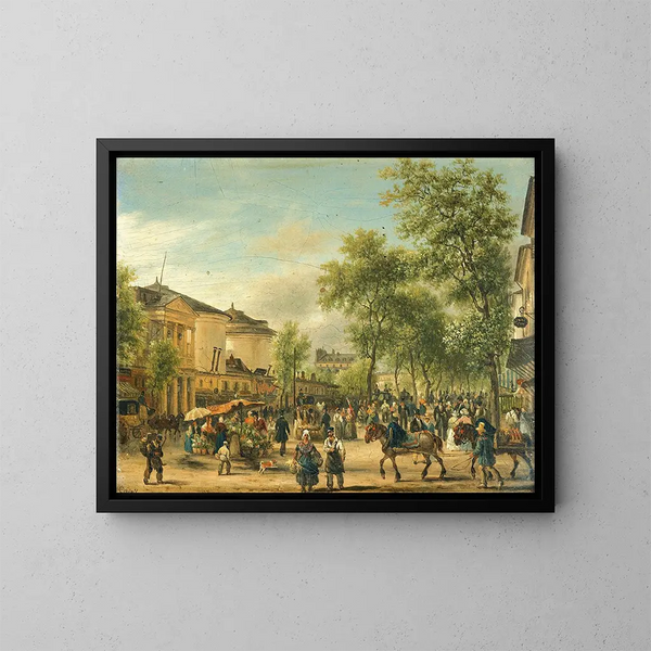 Vue de Paris sur le boulevard Montmartre - Giuseppe Canella — inramlat konstverk på väggen