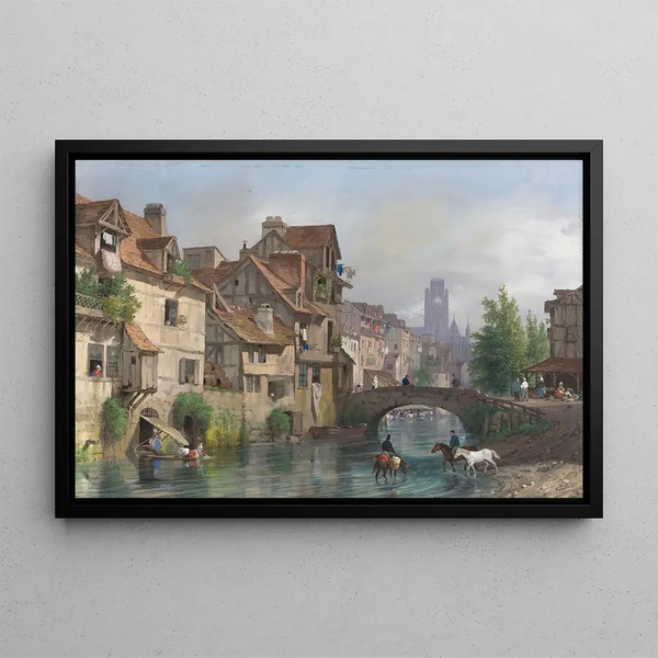 Vue de Rouen - Giuseppe Canella — inramlat konstverk på väggen
