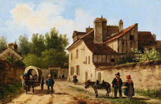 Giuseppe Canella - Village Street In The Suburbs Of Paris.webp