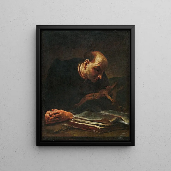 Giuseppe Maria Crespi - Saint in Prayer before a crucifix.webp
