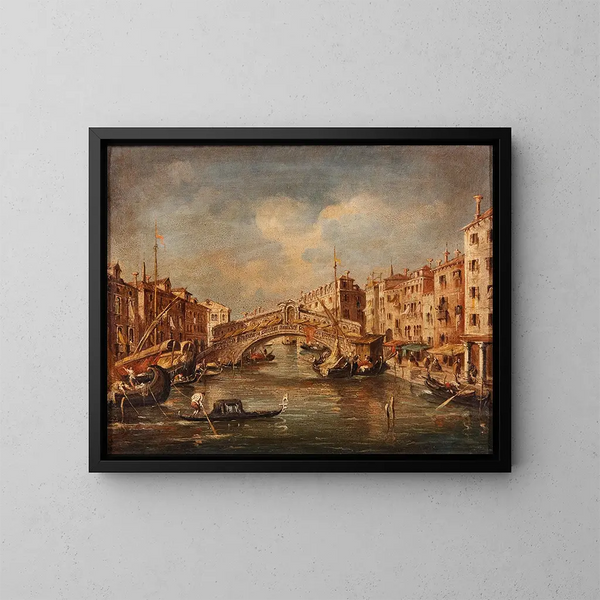 Venise, Rialto-bron - Giuseppe Ponga — inramlat konstverk på väggen