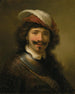 En ung man med gorgerin och en hatt med fjädrar - Govert Flinck — vy av konstverket