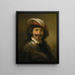 En ung man med gorgerin och en hatt med fjädrar - Govert Flinck — inramlat konstverk på väggen