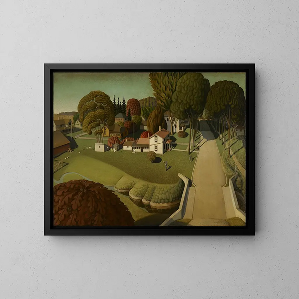 Le lieu de naissance de Herbert Hoover, West Branch, Iowa - Grant Wood — inramlat konstverk på väggen