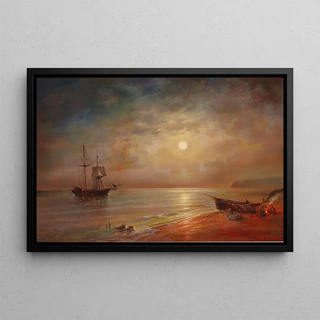 Grigori Ivanovitch Kapustin - Moonlit Night Over A Coastal Landscape.webp