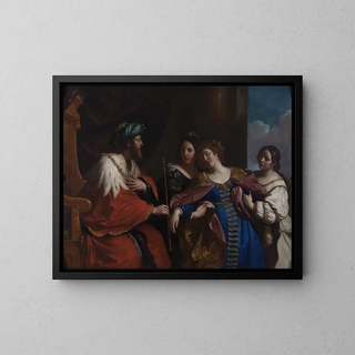 Esther framför Assuérus - Guercino — inramlat konstverk på väggen