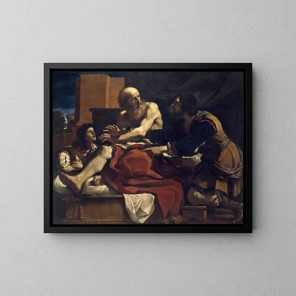 Jacob välsignar Josafs söner - Guercino — inramlat konstverk på väggen