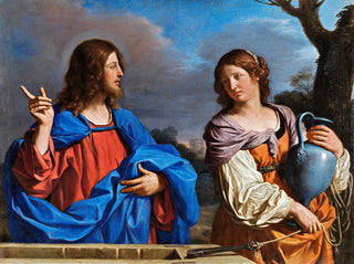 Jesus och den samaritiska vid brunnen - Guercino — vy av konstverket