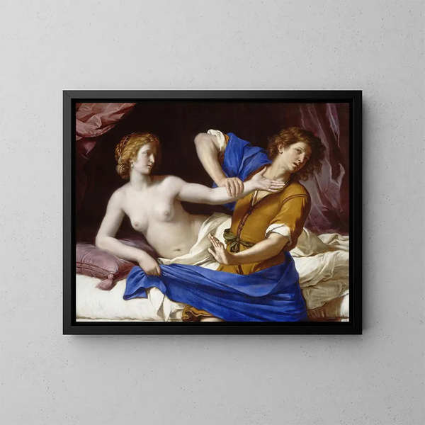 Joseph och Potifars hustru - Guercino — inramlat konstverk på väggen