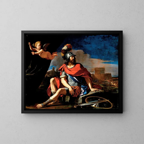 Mars med Cupidon - Guercino — inramlat konstverk på väggen
