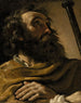 Saint Alexis i en brun sjal som håller en stav - Guercino — vy av konstverket