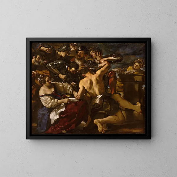 Samson fångad av filistéerna - Guercino — inramlat konstverk på väggen