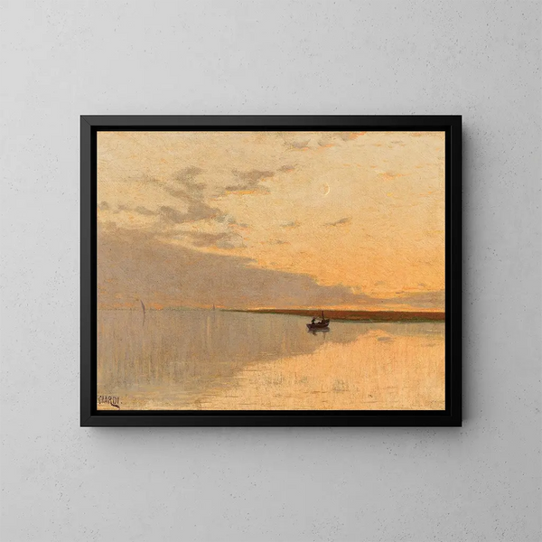 Bateau au crépuscule - Guglielmo Ciardi — inramlat konstverk på väggen