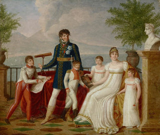 Guillaume Descamps - Portrait of Joachim Murat 17671815 his wife Caroline Bonaparte 17821839 and their family with a view of Naples beyond.webp