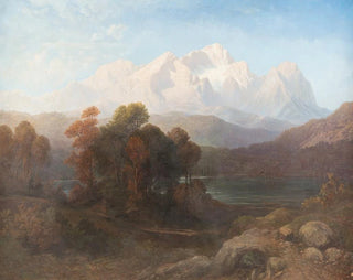 Panorama alpin med bergssjö - Gustav Adolf Horst — vy av konstverket