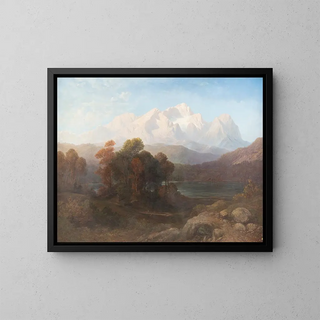 Panorama alpin med bergssjö - Gustav Adolf Horst — inramlat konstverk på väggen