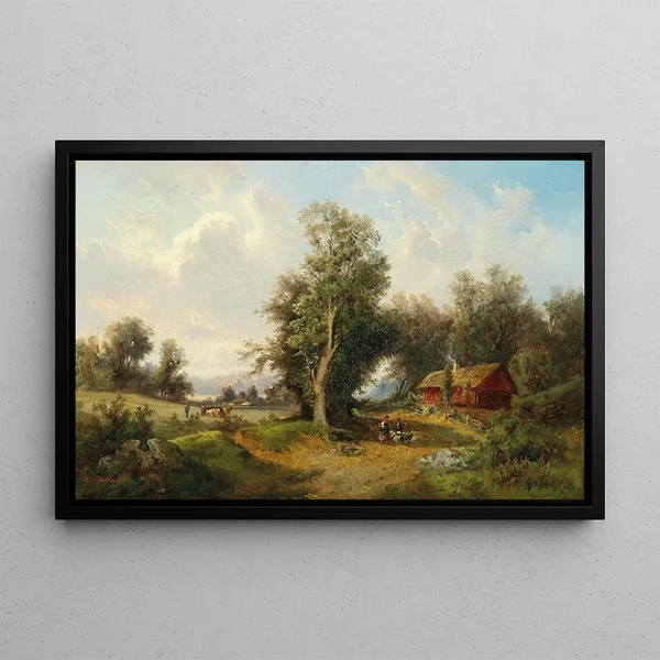 Gustav Barbarini - Landscape in the Alpine Foothills with Grazing Cattle.webp