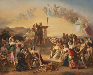 Saint Séverin välsignar Österrikes land - Gustav Dittenberger von Dittenberg — vy av konstverket